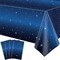 4 Pack Starry Night Tablecloth Set - 86' x 51' Rectangle Plastic Tablecloth Space Theme Table Cover - Galaxy Stars Birthday Party Supplies
